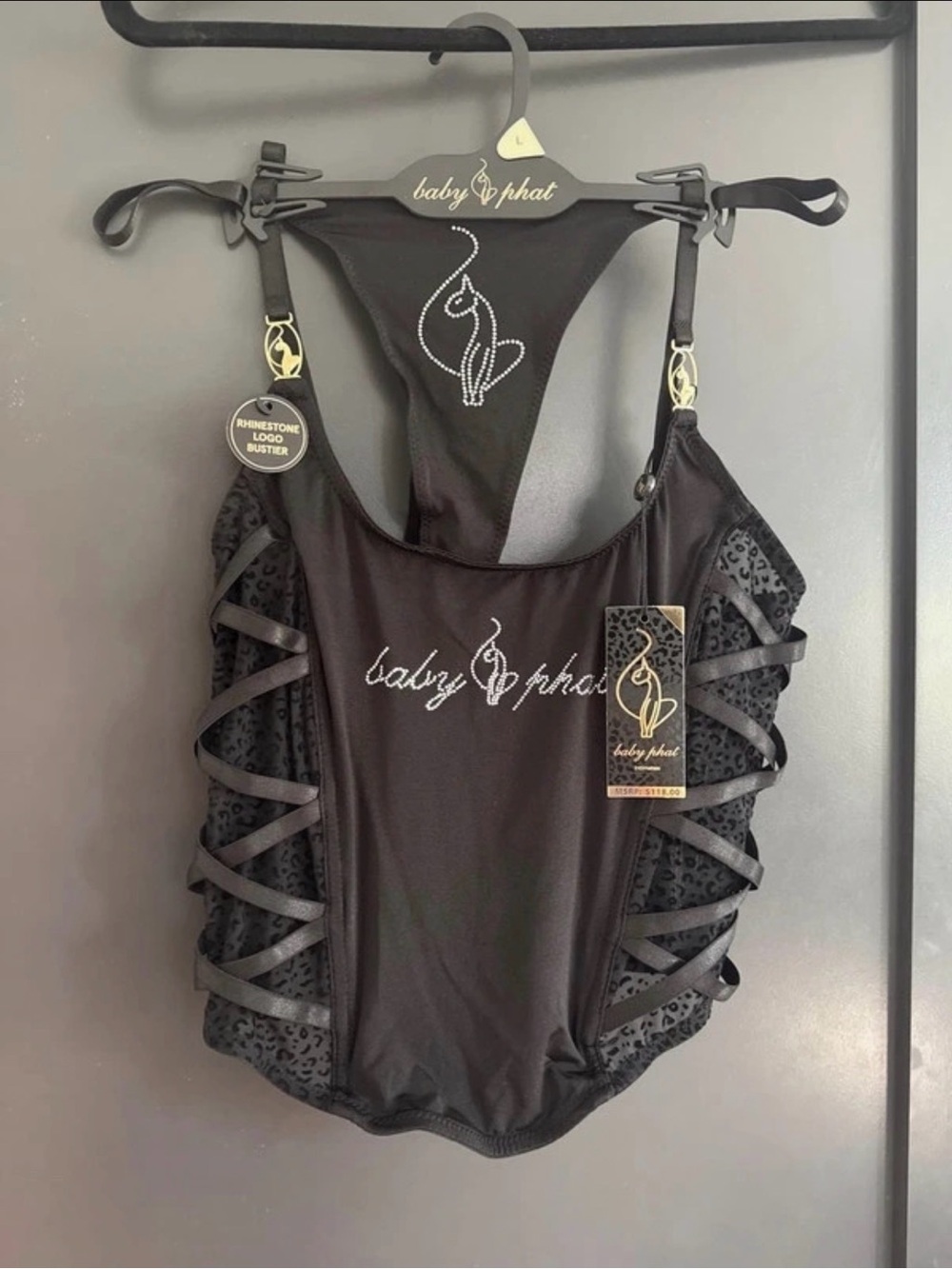 Baby Phat Black Lace-Accent Women’s Tank Top